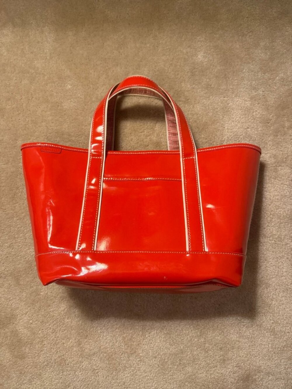 Lands End Tote Bag Large Patent Leather Carryall Shopper